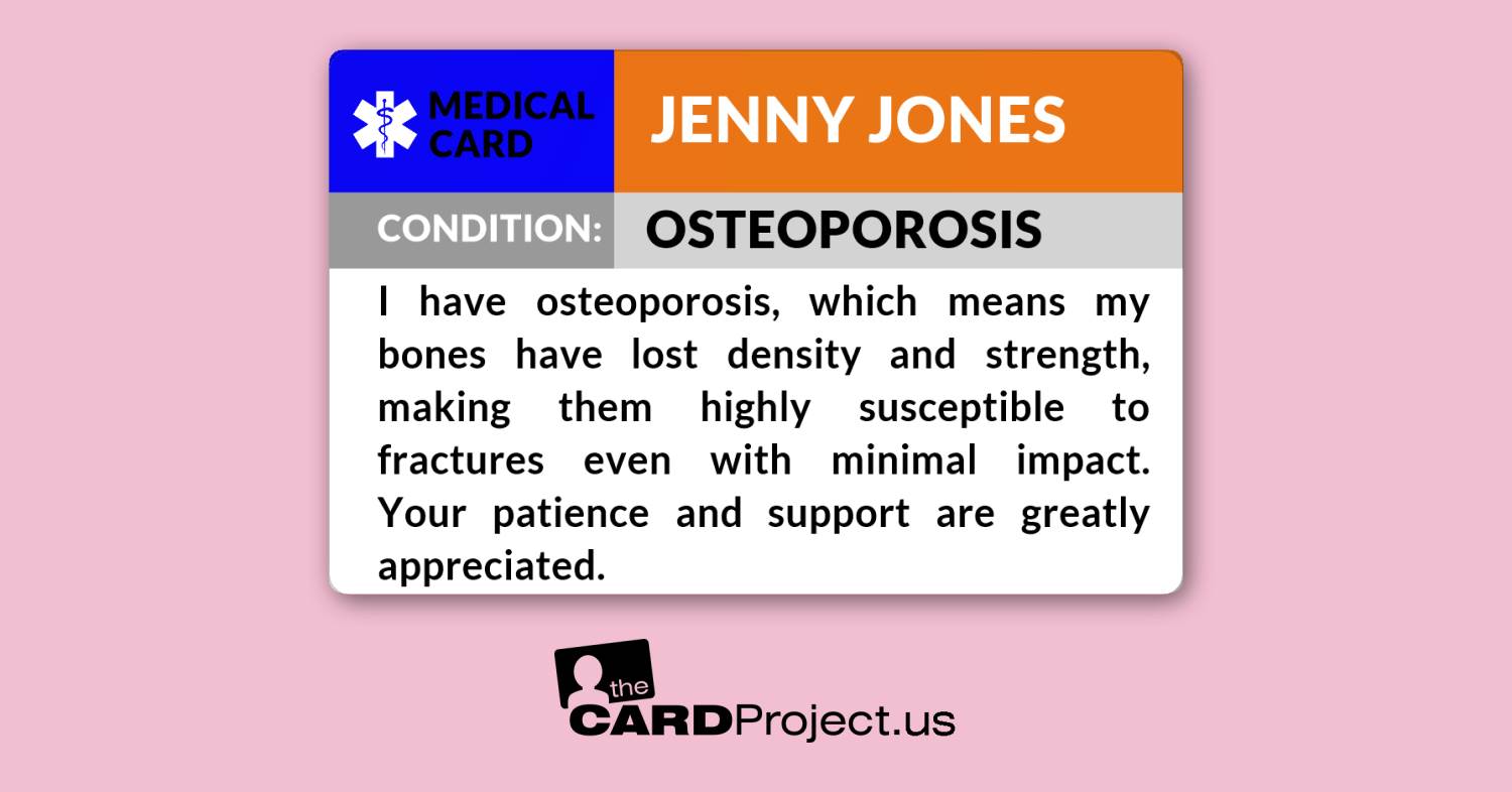 Osteoporosis Medical Card (FRONT)